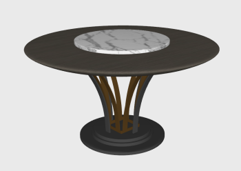 Wooden circle table with white marble center sketchup