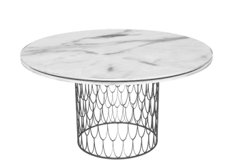 White marble circle table with circle mesh frame sketchup