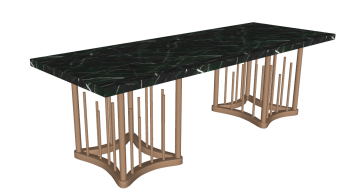 Marble rectangle table with rectangle golden frame sketchup