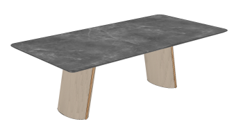 Dark gray rectangle table with wooden leg sketchup