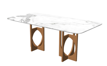 White marble table with copper leg sketchup