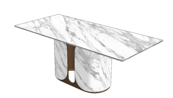 Rectangle white marble with marble leg sketchup