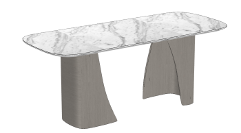 White marble table with wooden leg sketchup
