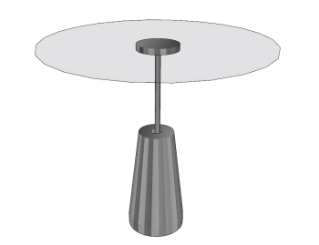 Circle glass table with gray metal pedestal sketchup