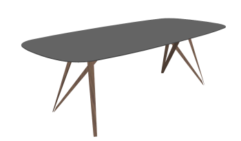 Gray oval table with wooden leg sketchup