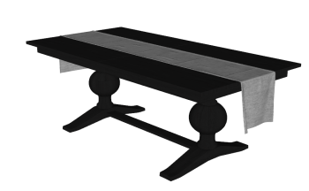 Dark wooden table with 2 pedestal and blanket sketchup