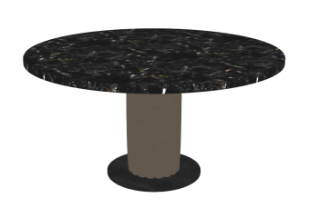 Dark marble table with brown pedestal and gray base sketchup