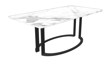 White marble table with dark frame sketchup