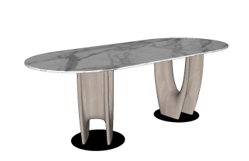 White marble table with wooden pedestal sketchup