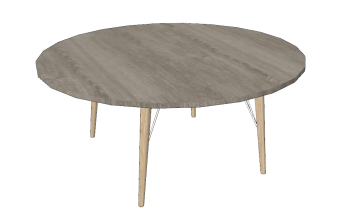 Wooden circle table with wooden leg sketchup