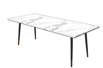 Rectangle white marble with wooden leg cover by copper sketchup