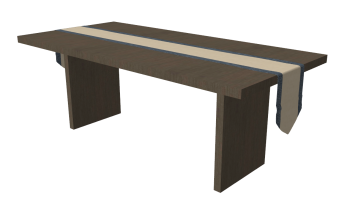 Gray brown rectangle table with blanket sketchup