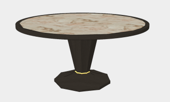 Marble circle table with wooden pedestal sketchup