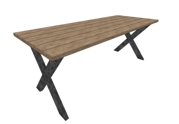 Mesa de jardín de madera marrón con pata de tijera sketchup