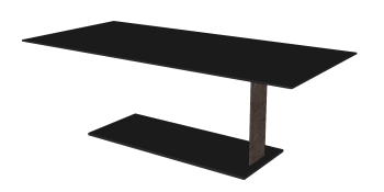 Tavolo rettangolare in legno scuro con schizzo di base scura