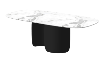 Mesa de centro de mármol blanco con pedestal en forma de 8 sketchup