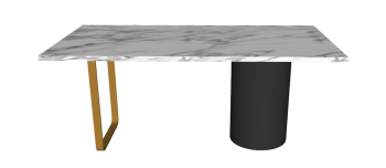 円形の台座と金色のフレームのスケッチアップを備えたキッチンテーブル