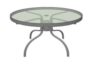 Sketchup mesa circular con tablero de vidrio y estructura de acero