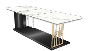 Kitchen table with white marble table top and dark rectangle base sketchup