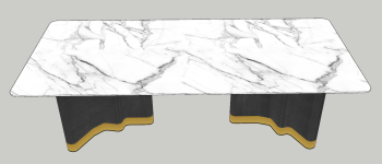 White marble rectangle table sketchup