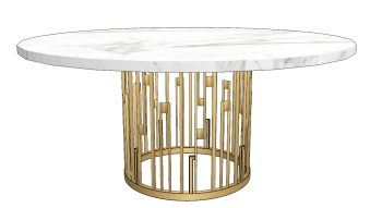 Circle coffee table with white marble table top and golden frame sketchup