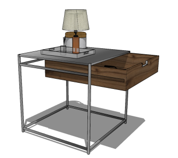 Sofa table with drawer and table lamp sketchup