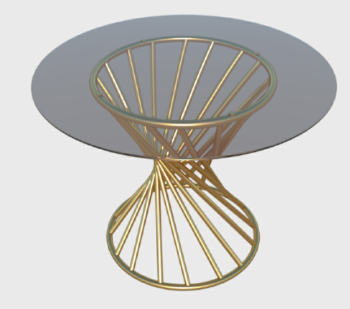 Circle table with golden frame sketchup