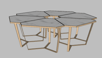 White marble flower shape table sketchup
