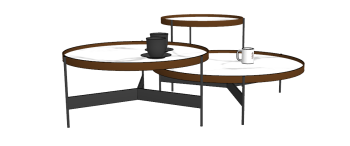 Combination 3 circle coffee tables sketchup