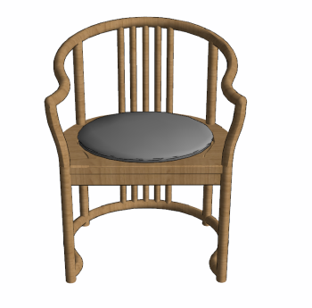 Wooden armchair with circle cushion sketchup