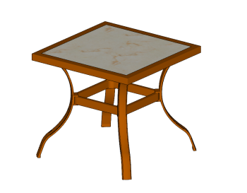 Golden frame table with white marble table top sketchup