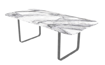 White marble table with gray metal sketchup