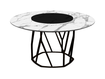 White marble coffee table with center black sketchup