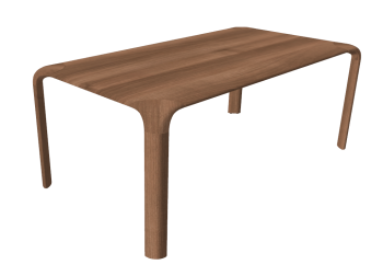 Wooden table with curse corner sketchup