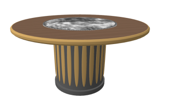 Circle wooden table with center circle marble sketchup