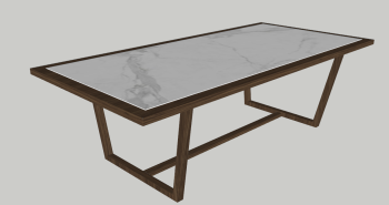 White marble table with wooden frame sketchup