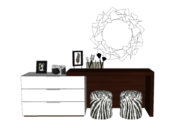 Make-up table with zebra leather chair sketchup