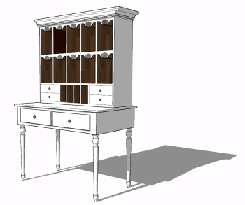Wooden make-up table with open shelf sketchup