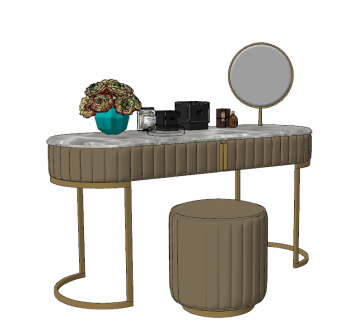 Make-up table with brown circle chair sketchup