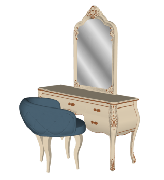 Classical make-up table with navy cushion chair sketchup