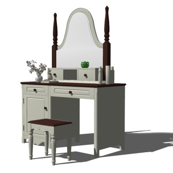 Wooden make-up table with chair sketchup
