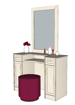 Wooden make-up table with dark pink sketchup
