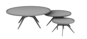 combinação de três mesa cinza modelo 3d formato .3dm