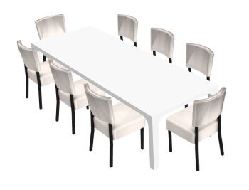 modern dinning table with sitting of eight 3d model .3dm format