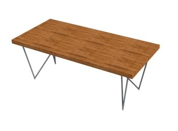 simple wooden dinning table 3d model .3dm format