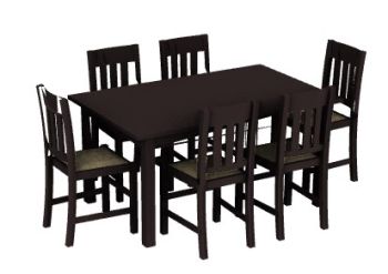 wooden dinning table with sitting of six 3d model .3dm format