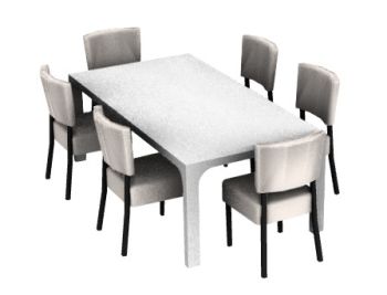 modern dinning table with sitting of six 3d model .3dm format