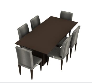 modern wooden dinning table with sitting of six 3d model .3dm format