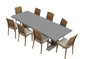 modern dinning table with sitting of eight 3d model .3dm format