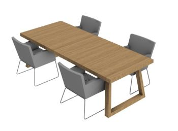 modern wooden dinning table with sitting of four 3d model .3dm format